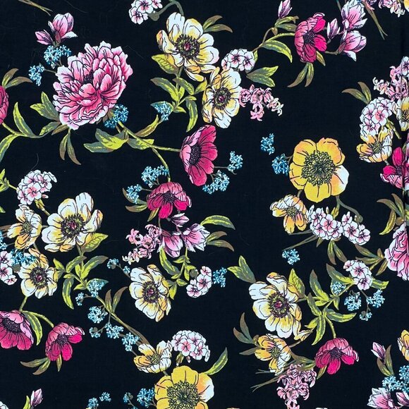 J. Jill Wearever Collection Floral Tunic Dress Black Yellow Pink Size MP - Picture 7 of 11